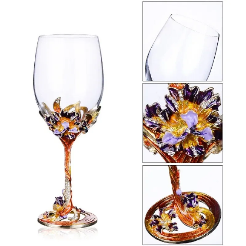 Enamel colored red wine glass glass, goblet home creativity, set European red wine glass, gift wedding gift
