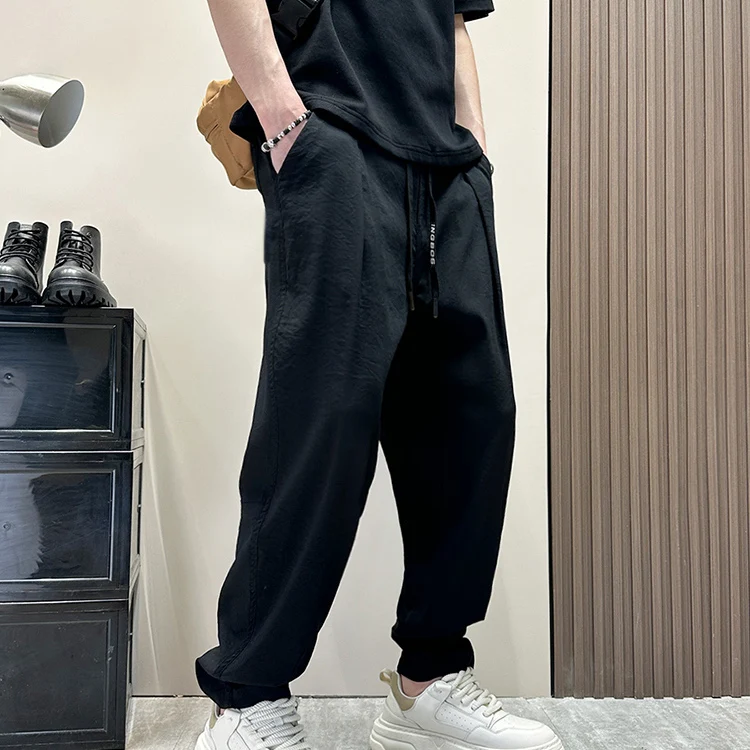 Männer Sommer Dünne Baumwolle Leinen Casual Hosen Drapierenig Atmungsaktive Neun-Stück Lose Gerade Bein Trendy Marke Harlan Hosen