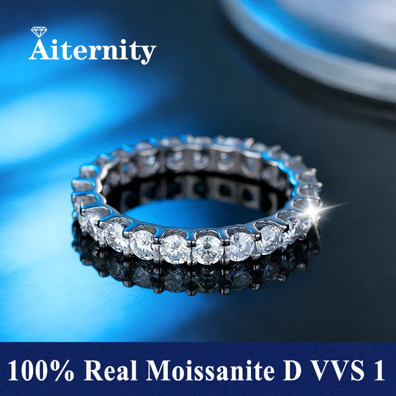 3mm Voll-Moissanit-Ring für Damen Funkelnde Hochzeits-Ewigkeitsringe 100% S925 Sterling Silber Schmuck Klassischer Ring