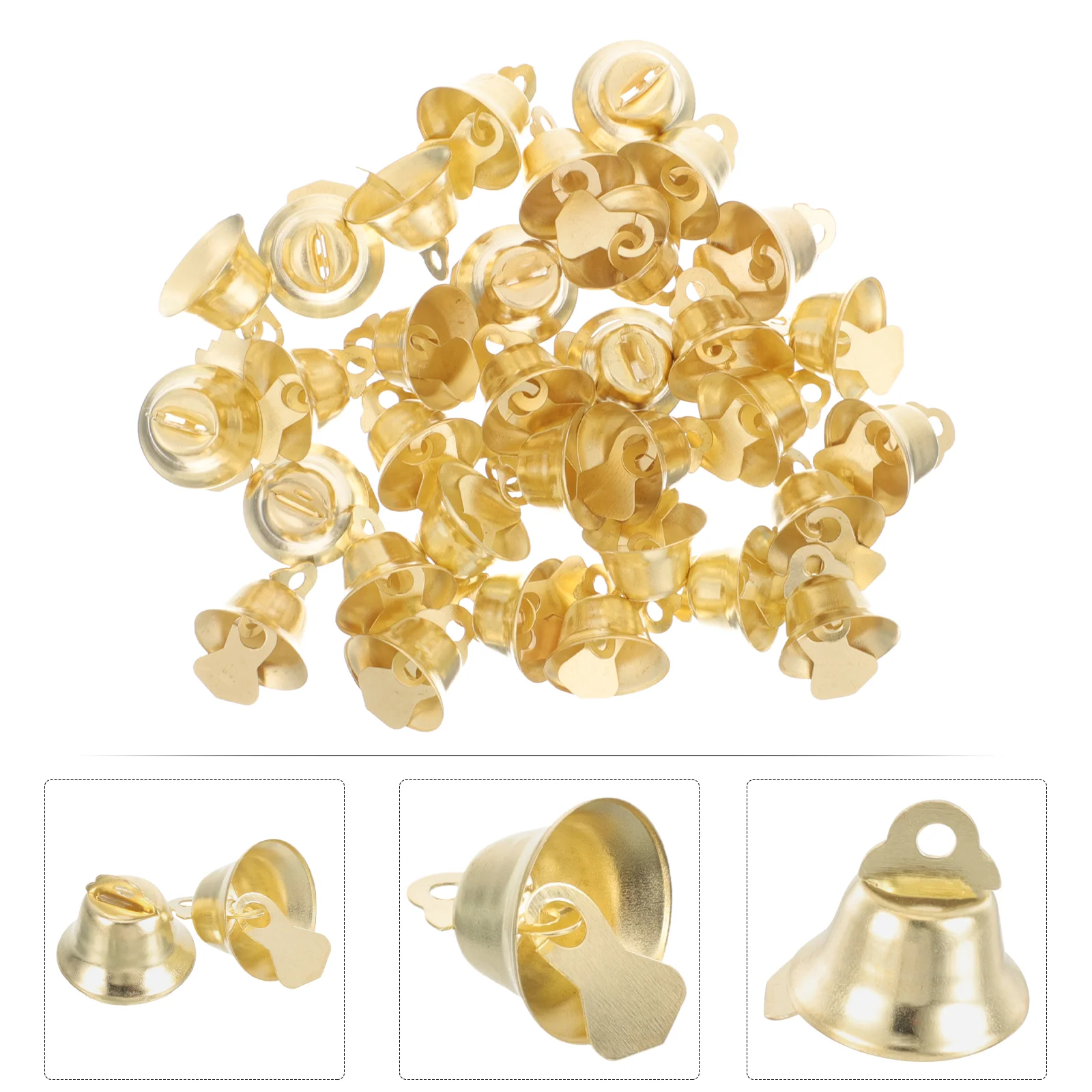 100 Pcs DIY Bell Pendant for Party Gold Coasters Mini Wind Chime Accessories Christmas Baby Garland