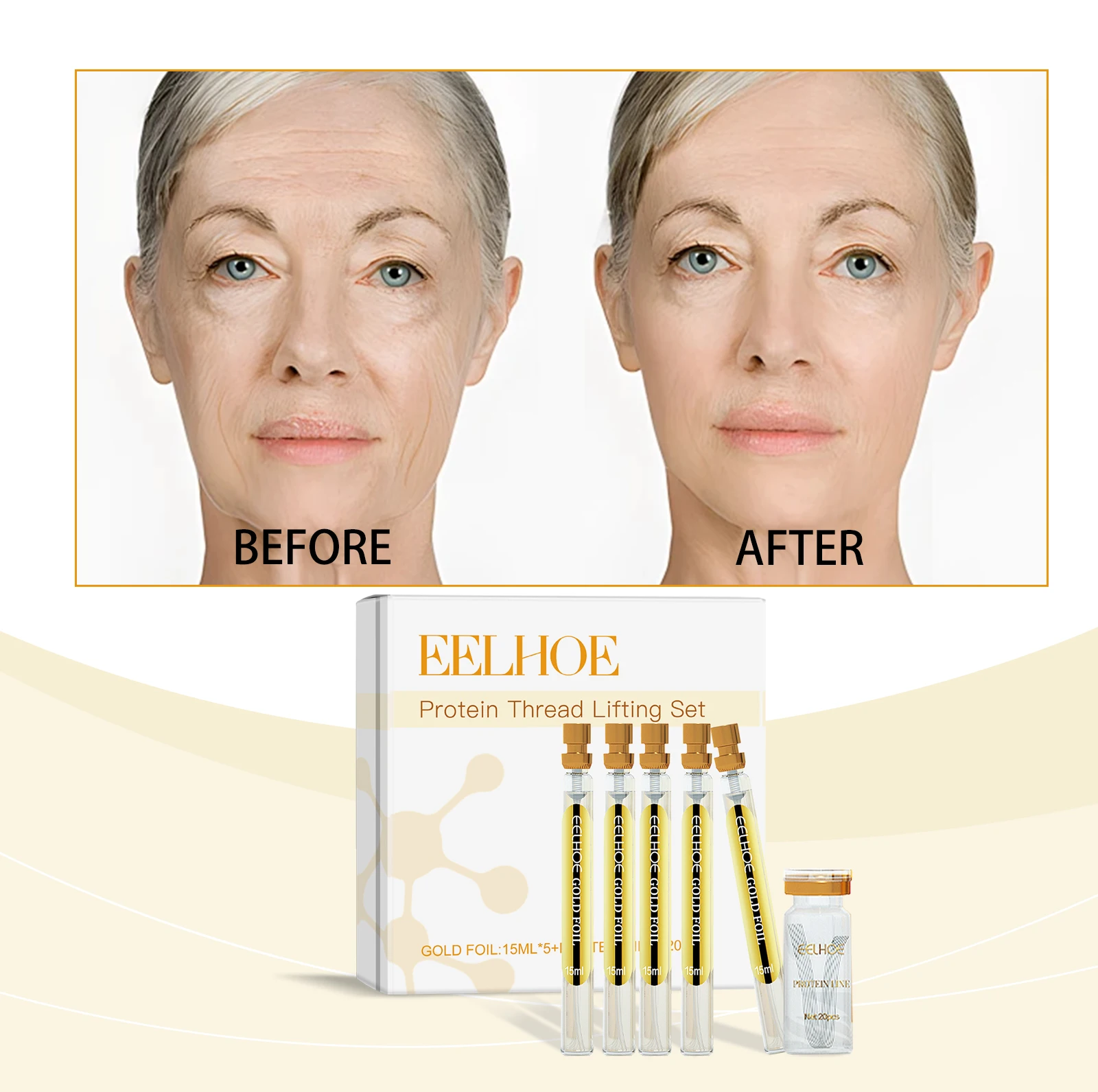 

EELHOE Protein Lifting Threads Kit For Non-Surgical Face Firming Skin Elasticity Booster Facial Contour Revitalizing Beauty Set