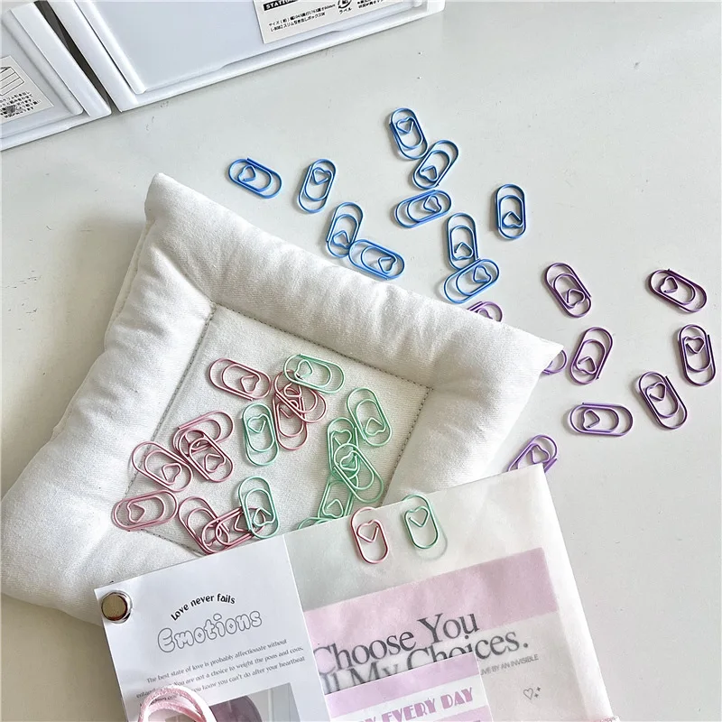10pcs/set Mini Ins Koean Paper Clip Cute Simplicity Heart Style Non-sticky Memo Pad Clip DIY Decor Kpop Photocard Package Pin