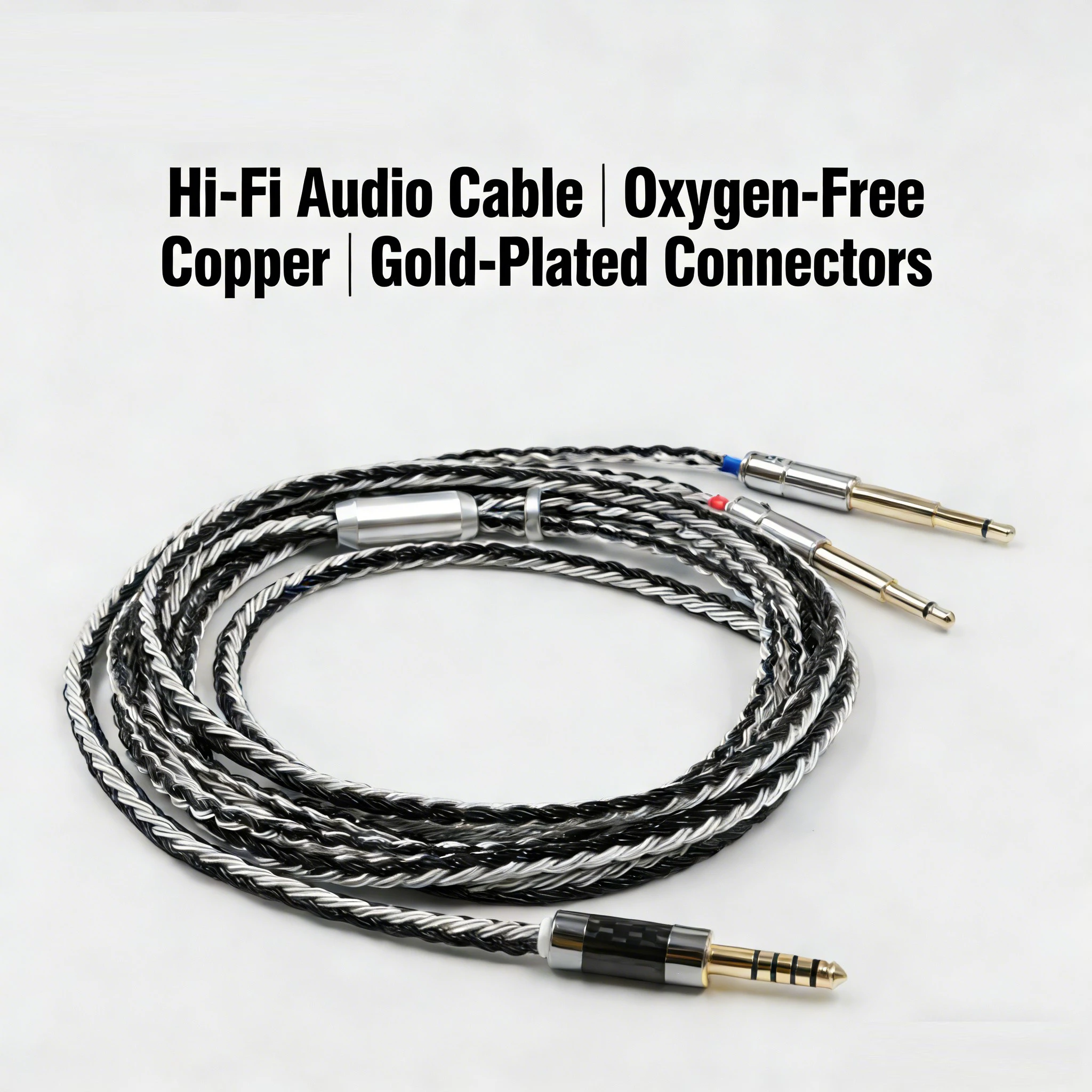 16 Core Black White Braided 2.5/3.5/4.4/6.5mm Male Plug Earphone Cable For Meze 99 Classics NEO NOIR Headset Headphone