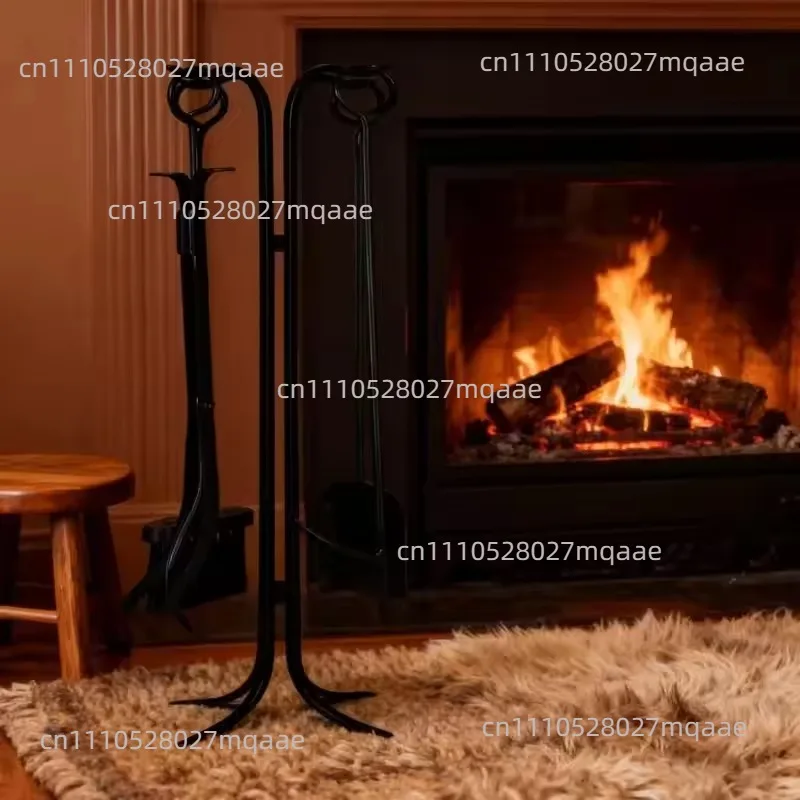 Ash Shovel Broom Dustpan Tong Cleaner Fireplace Dedicated Tools High Quality Heavy Iron 5PCS Set Fireplace Cleaning Tool Sets