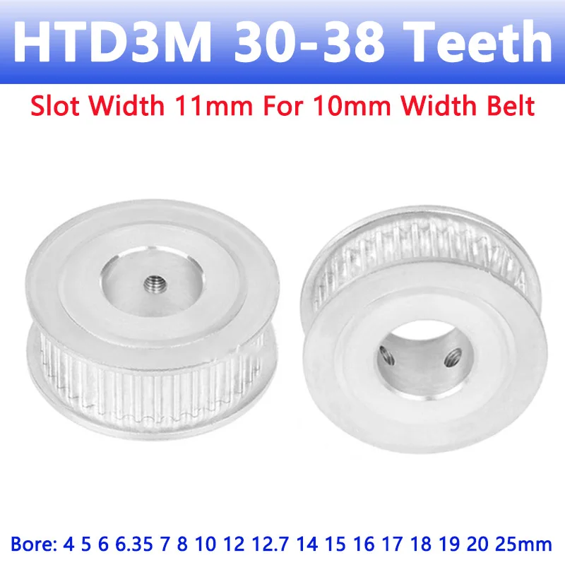 1pcs 30-38Teeth HTD3M Timing Pulley Aluminum Alloy Synchronous Wheel For 10mm Width Belt Bore 4-25mm 30/32/34/35/36/38 Teeth