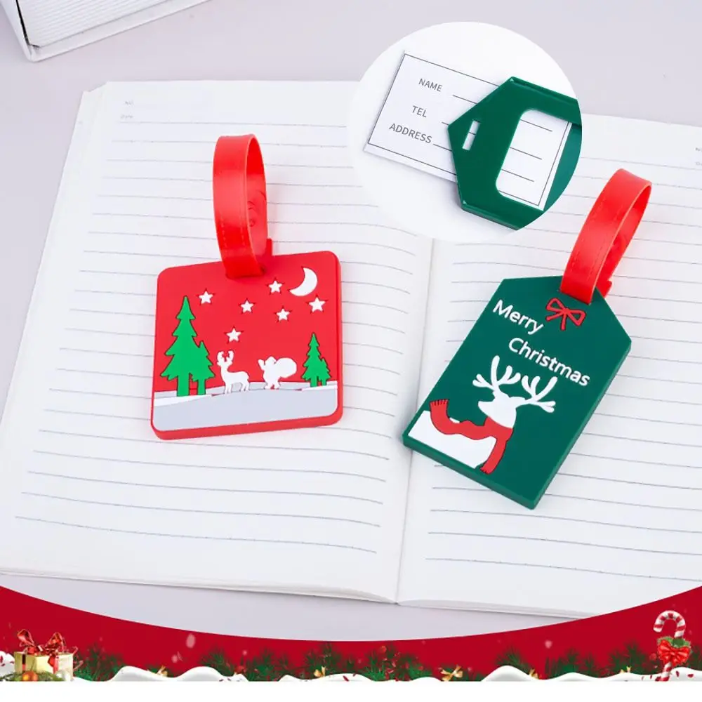 PVC Luggage Tag Handbag Accessories Portable ID Name Address Label Christmas Decoration Hanging Tag Business