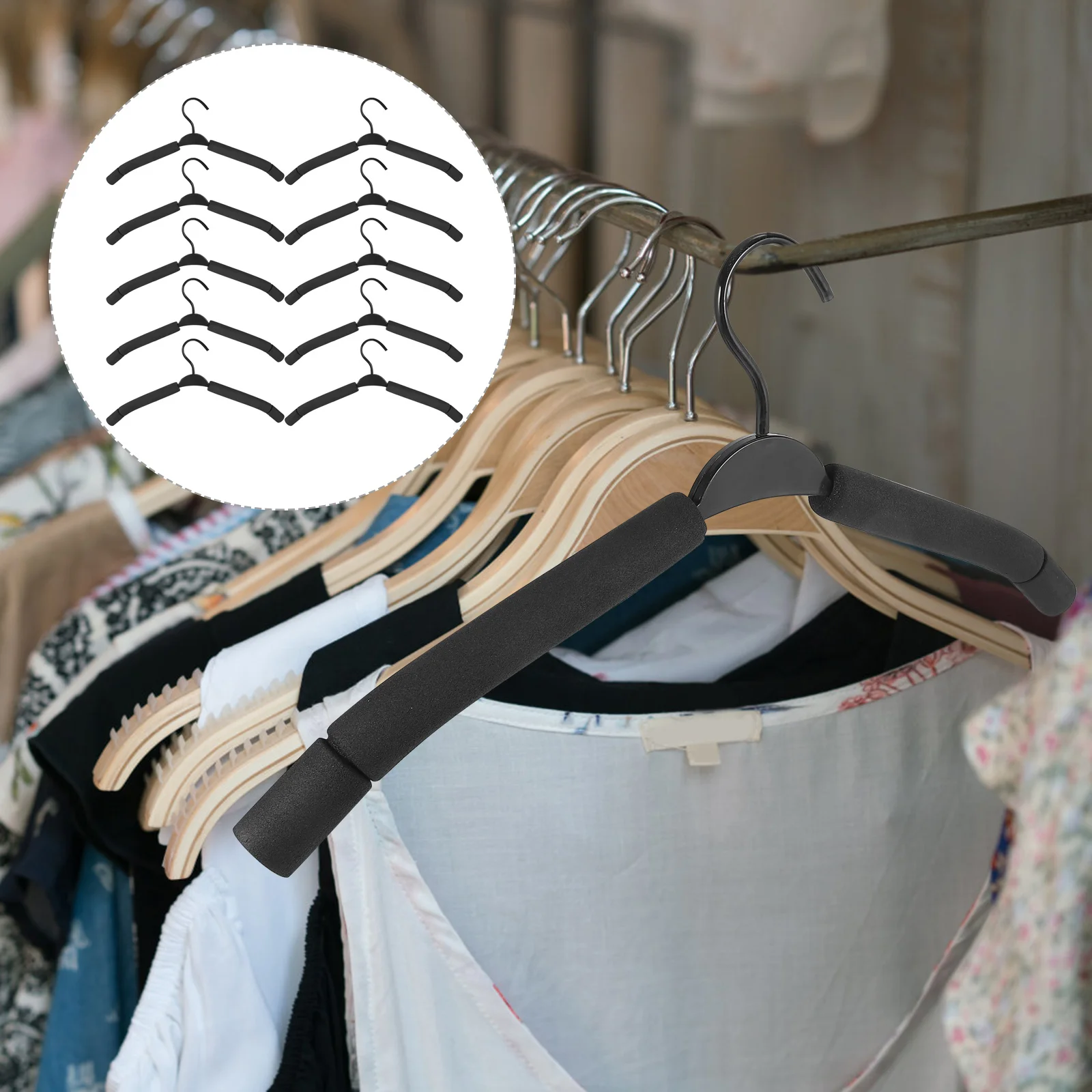 

10Pcs Pants Hangers Sponge Reliable Home Wardrobe Skirt Organizer Clothes Display Hanging Space Efficient Sponge Hangers