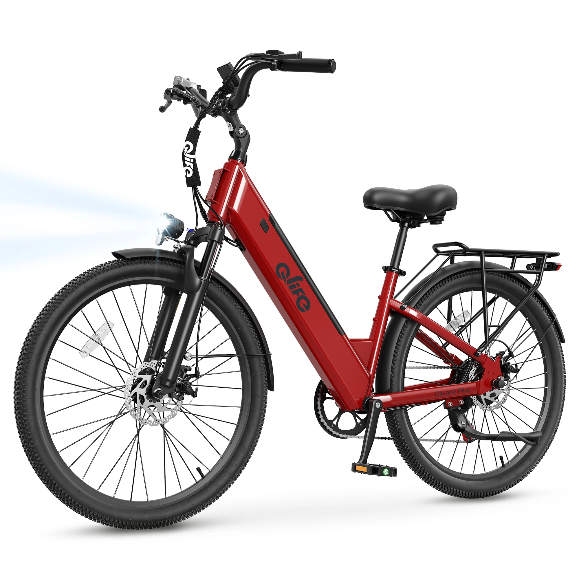 Qlife Cityone Plus St Electric Bike for Adult, Peak 1500W Motor 48V 15Ah Battery, 28MPH 80 Miles, 26“ Step-Thru Electric Bicycle, 7-Speed Commute E-Bike image 6