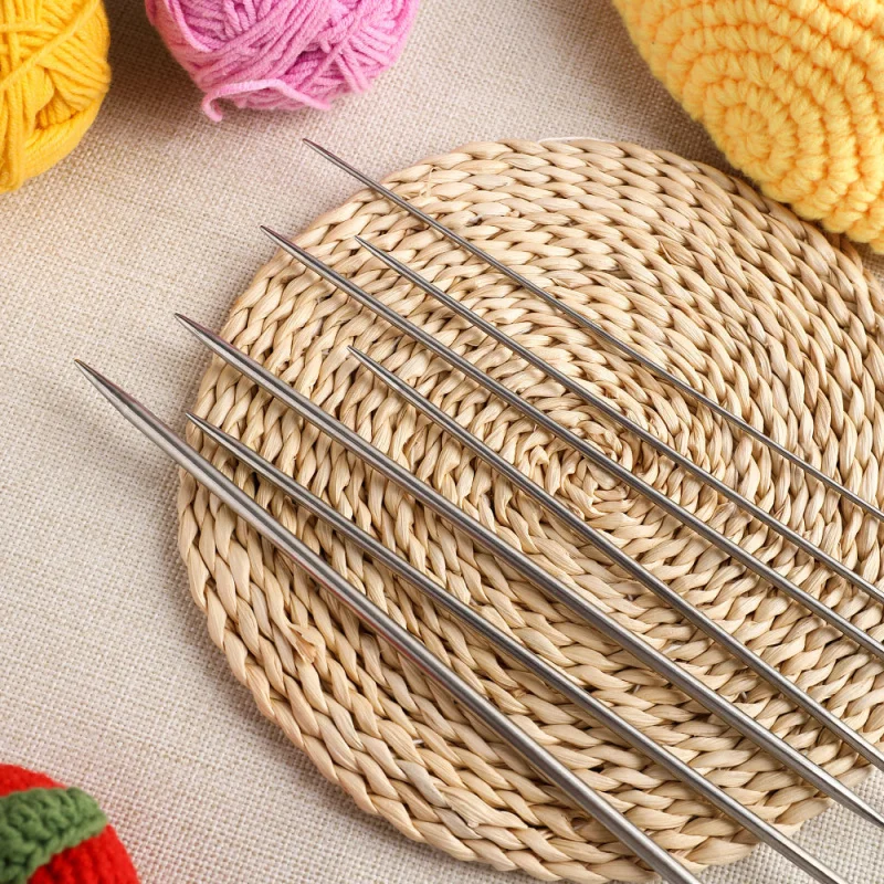 20Cm/7.87Inch Double-Ended Stainless Steel Needles, Including 2/2.5/3/3.5/4/4.5/5.0 Mm, with 1 Ruler, 10 Marking Clips, 5 Plastic Large-Eye Needle Accessories, Knitting Needle Set Suitable for Beginners, Socks, Gloves, Cuff Knitting Needles view 5