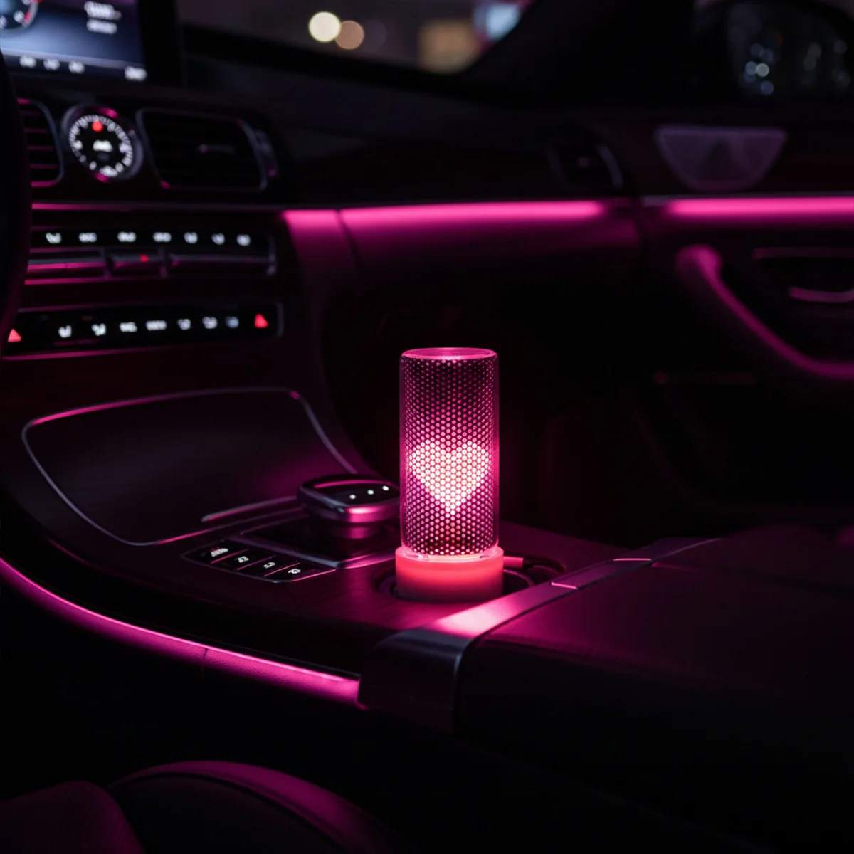 USB car bedroom table with bedroom atmosphere light, heart-shaped neon light, glass bottle, touch small night light
