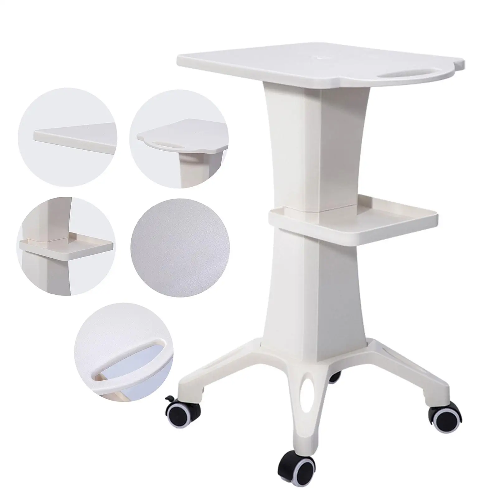 2 Tiers SPA Beauty Equipment Maintenance Cart Rack Beauty Instrument Storage Tray Mobile Cart with Wheel for Home Barber Shops