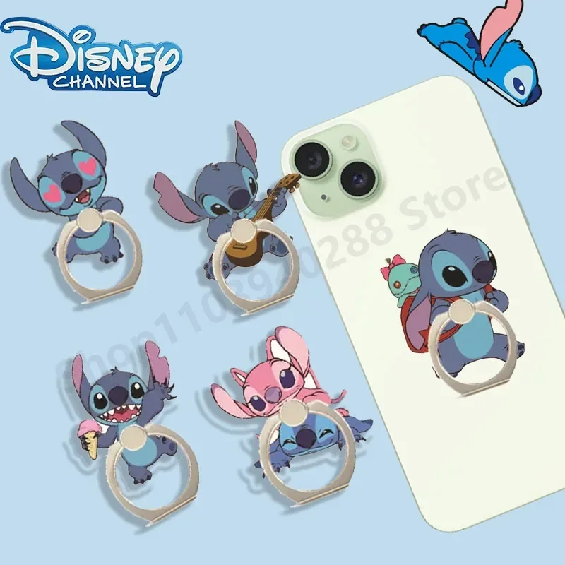 

New Disney Stitch Acrylic Ring Buckle Mobile Phone Stand Cartoon Animal Cute Lilo & Stitchs Desktop Lazy Stands