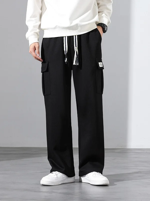 

Мужские свободные спортивные брюки прямого кроя со средней посадкой, удобные повседневные штаны из полиэстера для осени и зимы