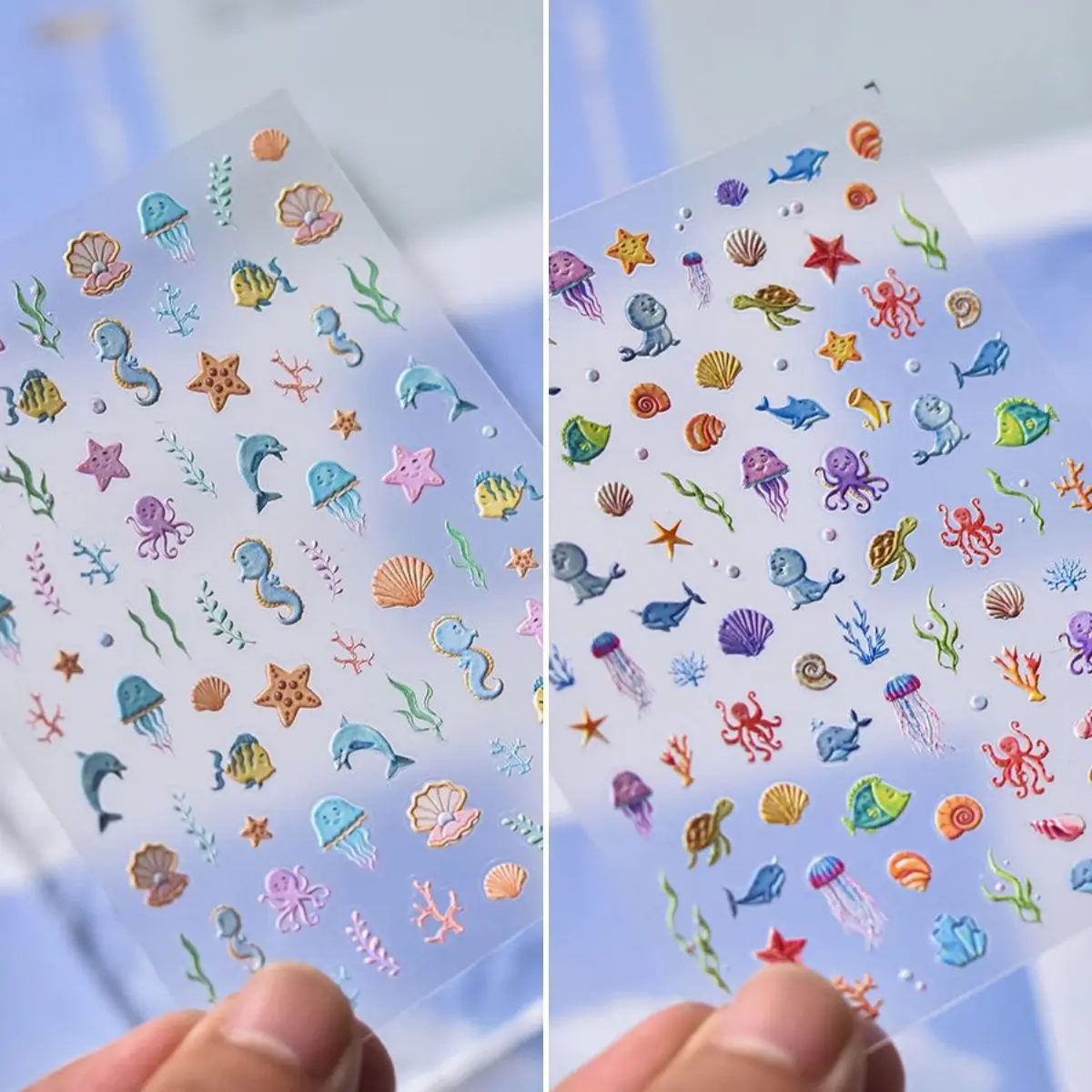 Summer Beach Ocean Shell Starfish Clams Conch Stars Sea Bubble Seasnail Soft Relief Decoration Nail Art Stickers Manicure Decals