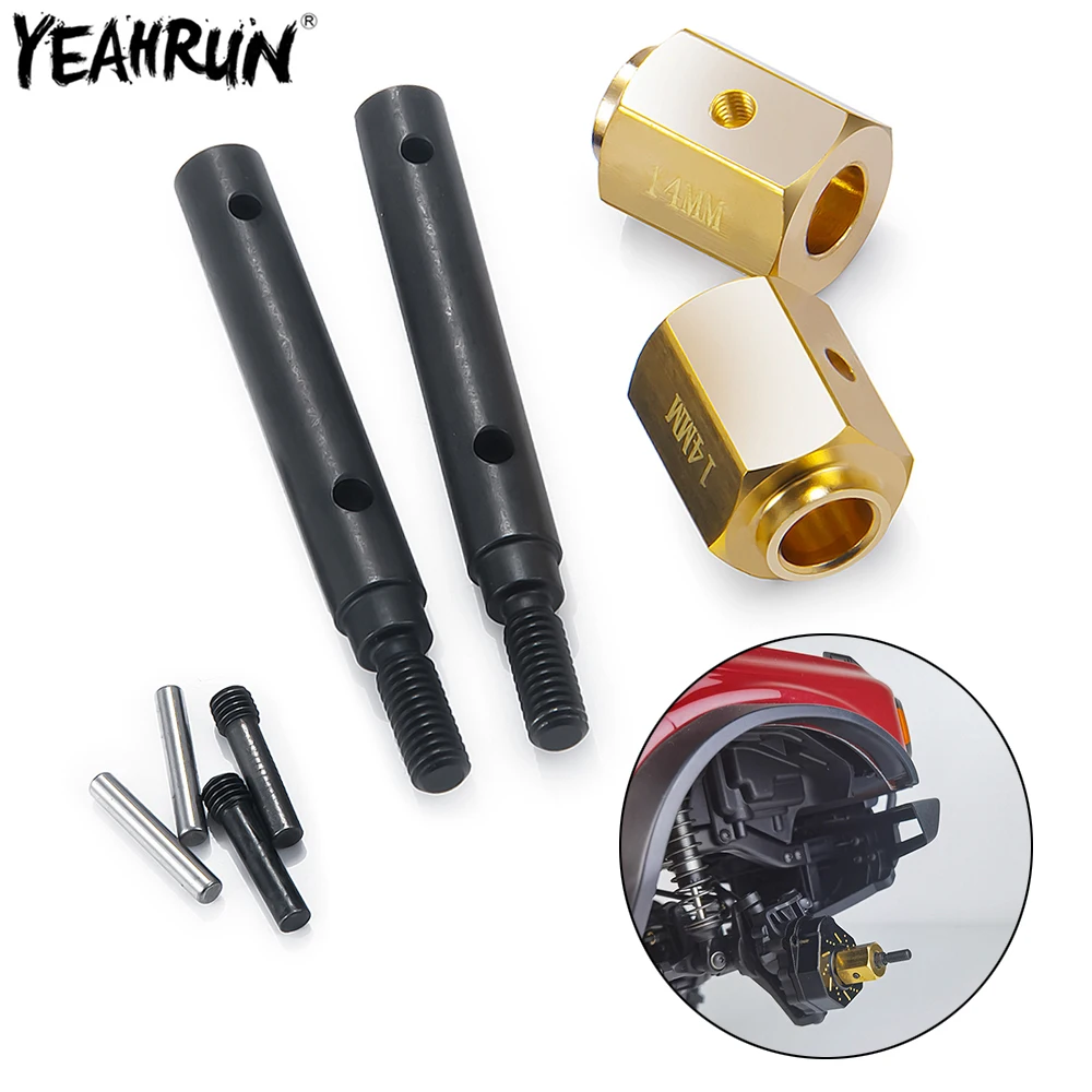 YEAHRUN 14mm Metal Extended Portal Stub Axle Drive Gear Shaft for TRX4 Bronco 4WD 1/10 RC Crawler Car Upgrade Parts Accessories