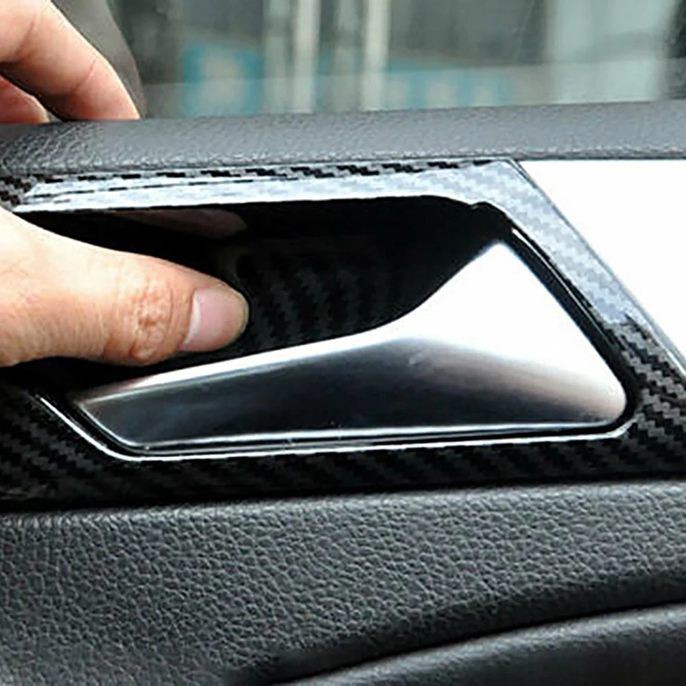 

Durable-4Pcs Car Interior Door Handle Bowl Trim For Golf MK6 2010-2013 Carbon Fiber