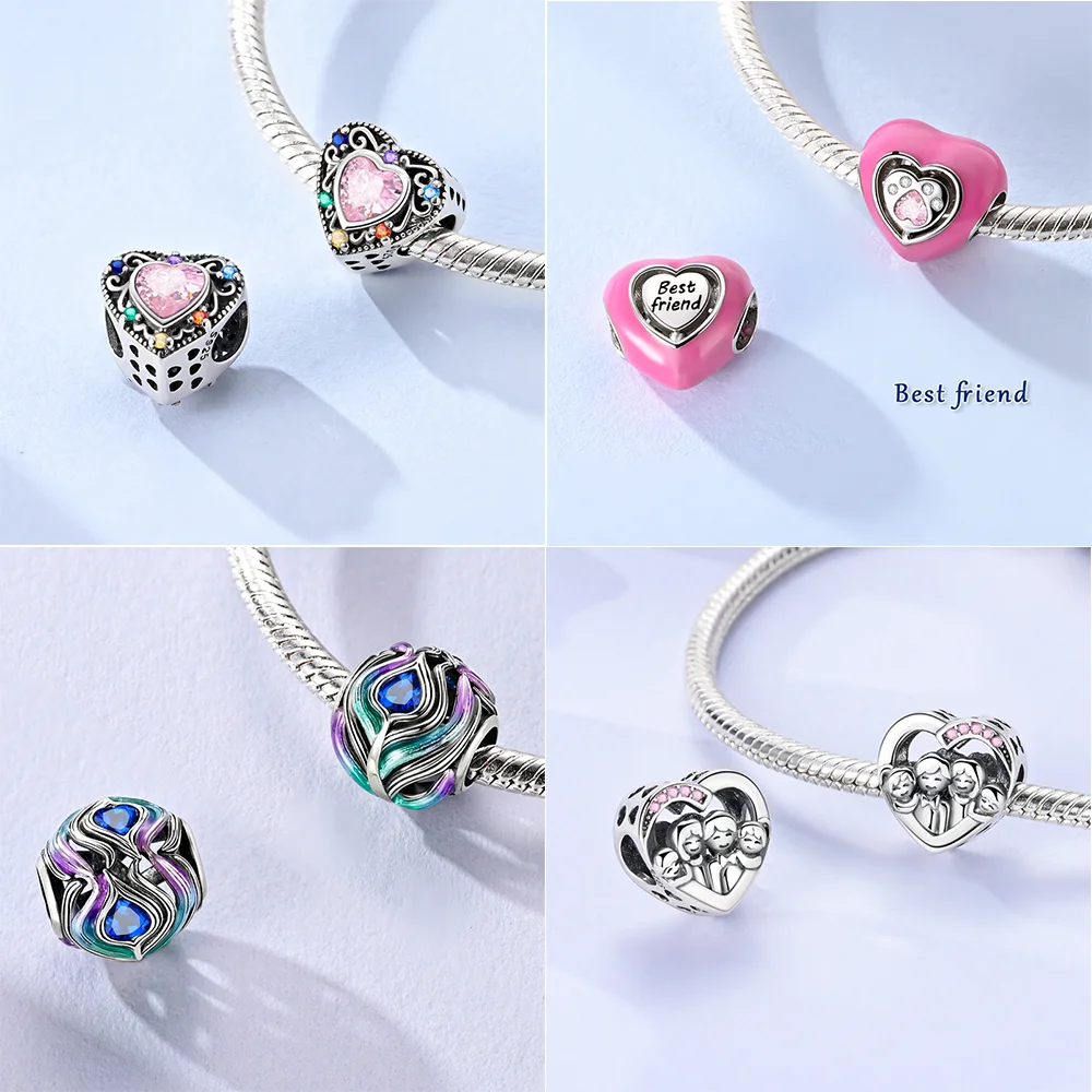 جديد 925 الفضة تألق المكعب السحري الحب سحر الأحمر القلب الخرز DIY للنساء الأصلي سوار غرامة مجوهرات هدية اكسسوارات #3
