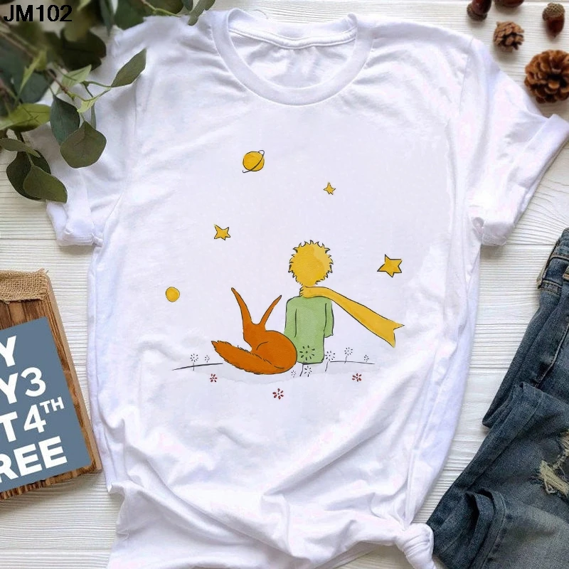 Harajuku Hip Hop White Tops T Shirt Little Prince Art Printed Female T-shirt Summer Streetwear Fashion Short Sleeve Women Tshirt