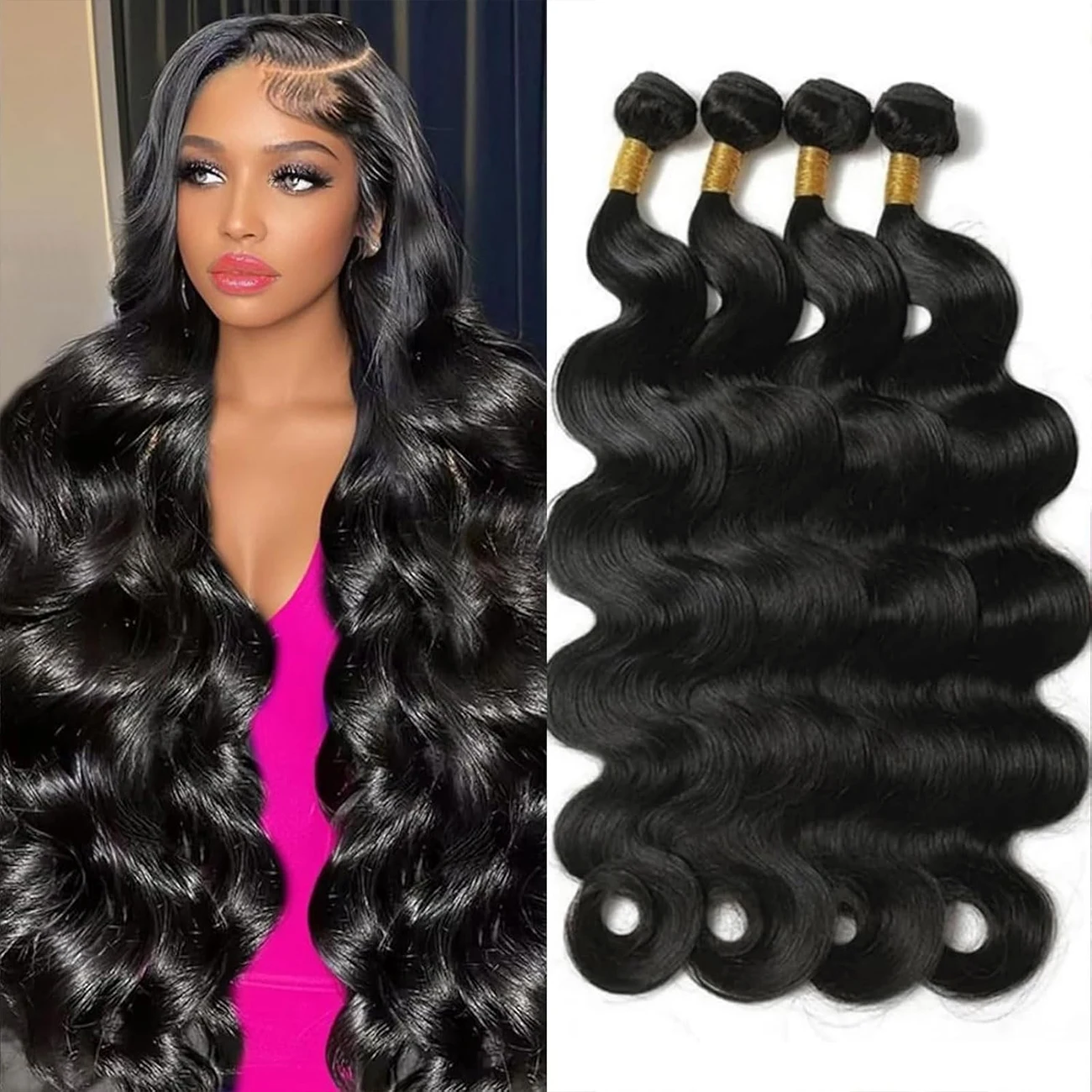 

Объемная волна, пучки человеческих волос, класс 12А, 100% необработанные бразильские волосы Remy, объемная волна, 1/3/4 пучка наращивания человеческих волос