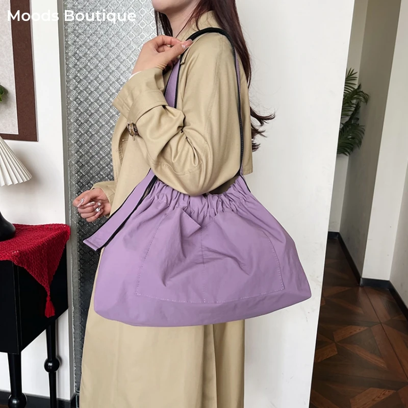 bolsa-feminina-bolsa-grande-bolsa-feminina-transversal-saco-de-balde-design-plissado-sacos-de-ombro-para-as-mulheres-2025-primavera-mais-recente-tecido-nailon-bolsas-grande-capacidade-crossbody-shopper-balde-saco