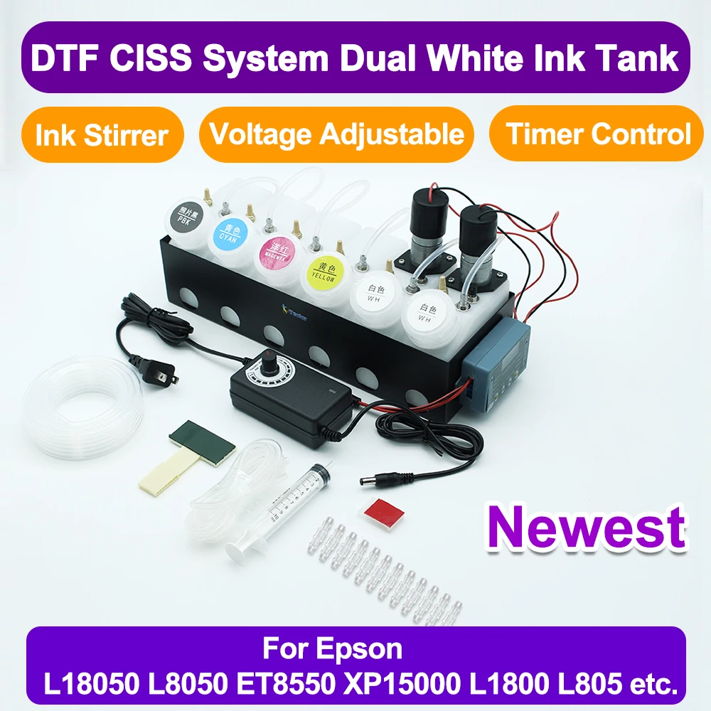 

DTF CISS Ink System Convert 250ML DIY Kit Dual White Ink Tank Shake For Epson L18050 L8050 ET8550 XP15000 L1800 L805 Ink System