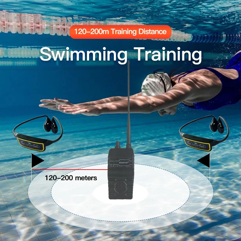 Swimming Training System Transmitter Can Get Sound From Smart Phone Swimtalk H801 Bone Conduction Headset