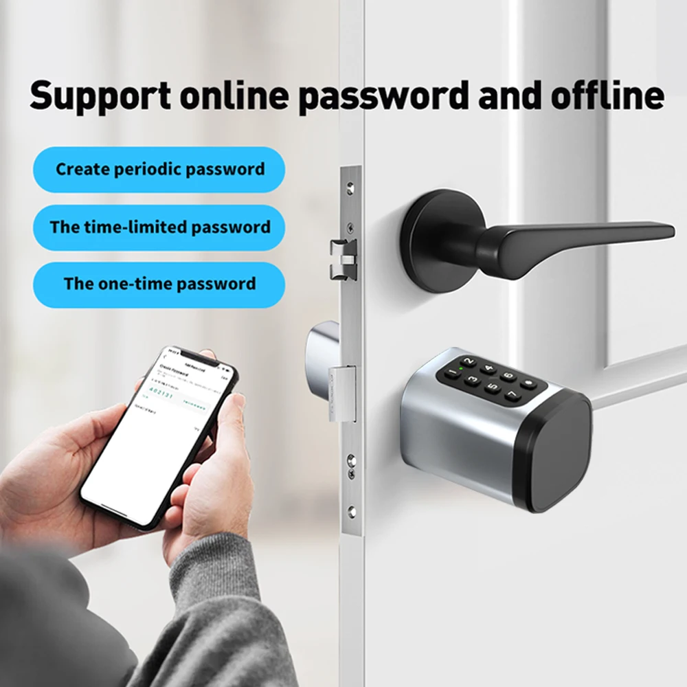 Tuya BLE Smart Electronic Door Lock Cylinder Bolt Fingerprint APP Keys Pincode IC Card Unlock supports Gateway M1 for Home Hotel