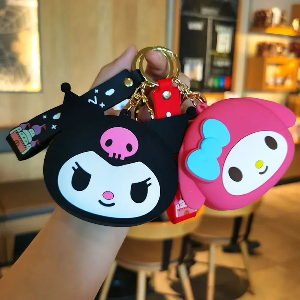 Sanrio Keychain Hello Kitty Kuromi Melody Cinnamoroll Wallet Coin Purse Earphone Organizer Data Cable Organizer Bag Key Ring