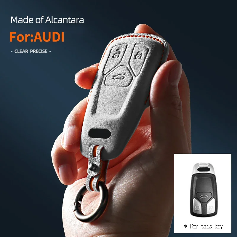 Alcantara Wrap Car Remote Key Case Cover Shell For Audi Q8 RSQ8 A6 C8 S6 RS6 A7 S7 RS7 A3 8Y A8 D5 4N RS E-tron GT Q4 Q7 4M