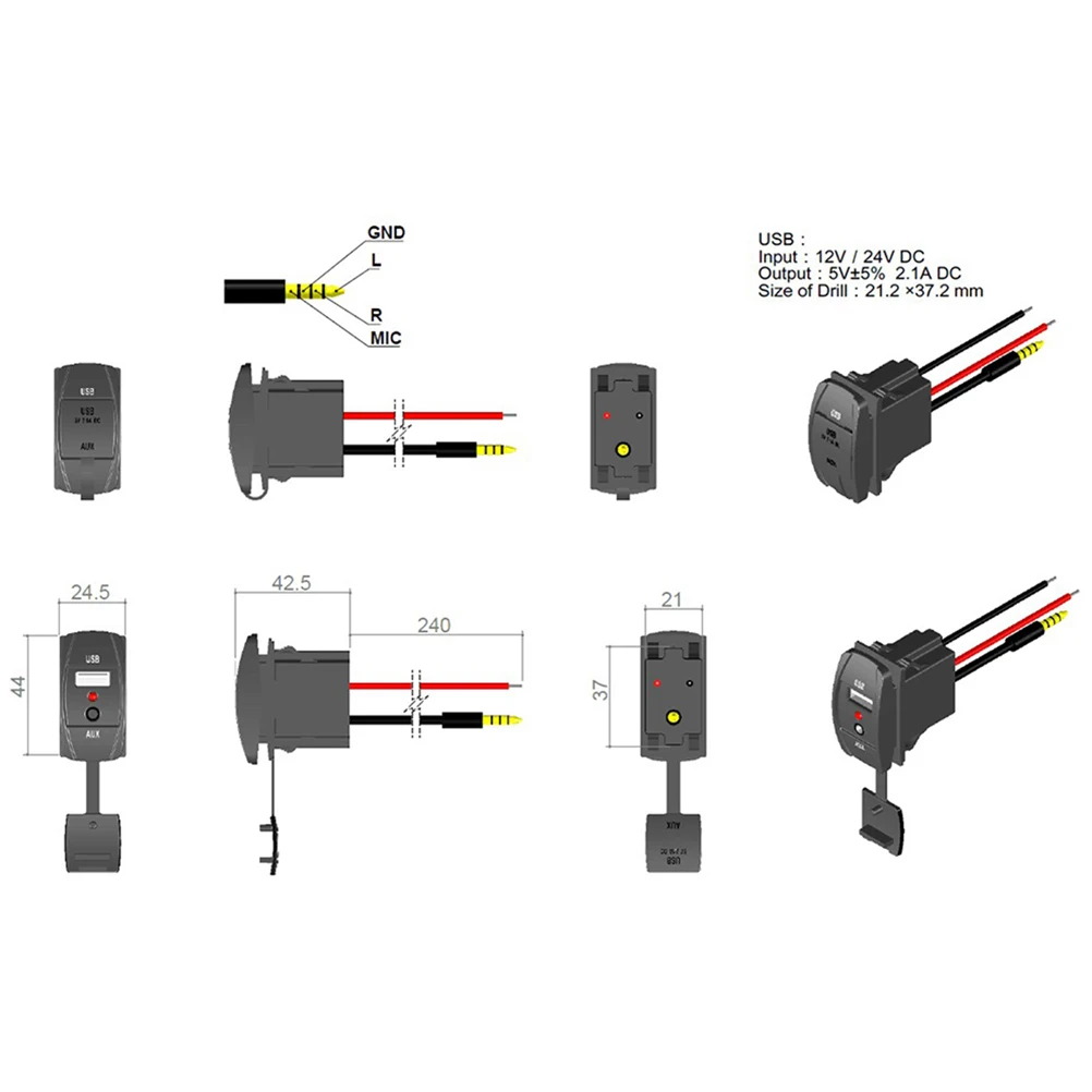 

12 V Car Audio Accessories Jack 3.5 USB Adapter Auto Harness Aux Socket for
