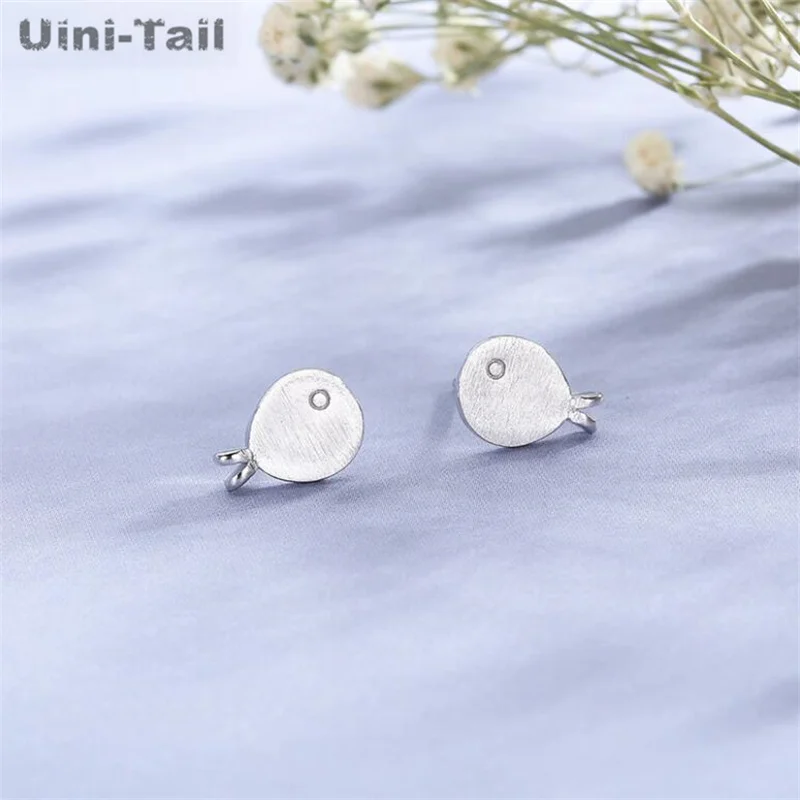 Uini-Tail hot new 925 Tibetan silver cute little fish brushed earrings simple fashion tide flow versatile hypoallergenic ED017