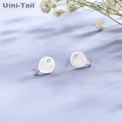 Uini-Tail hot new 925 Tibetan silver cute little fish brushed earrings simple fashion tide flow versatile hypoallergenic ED017