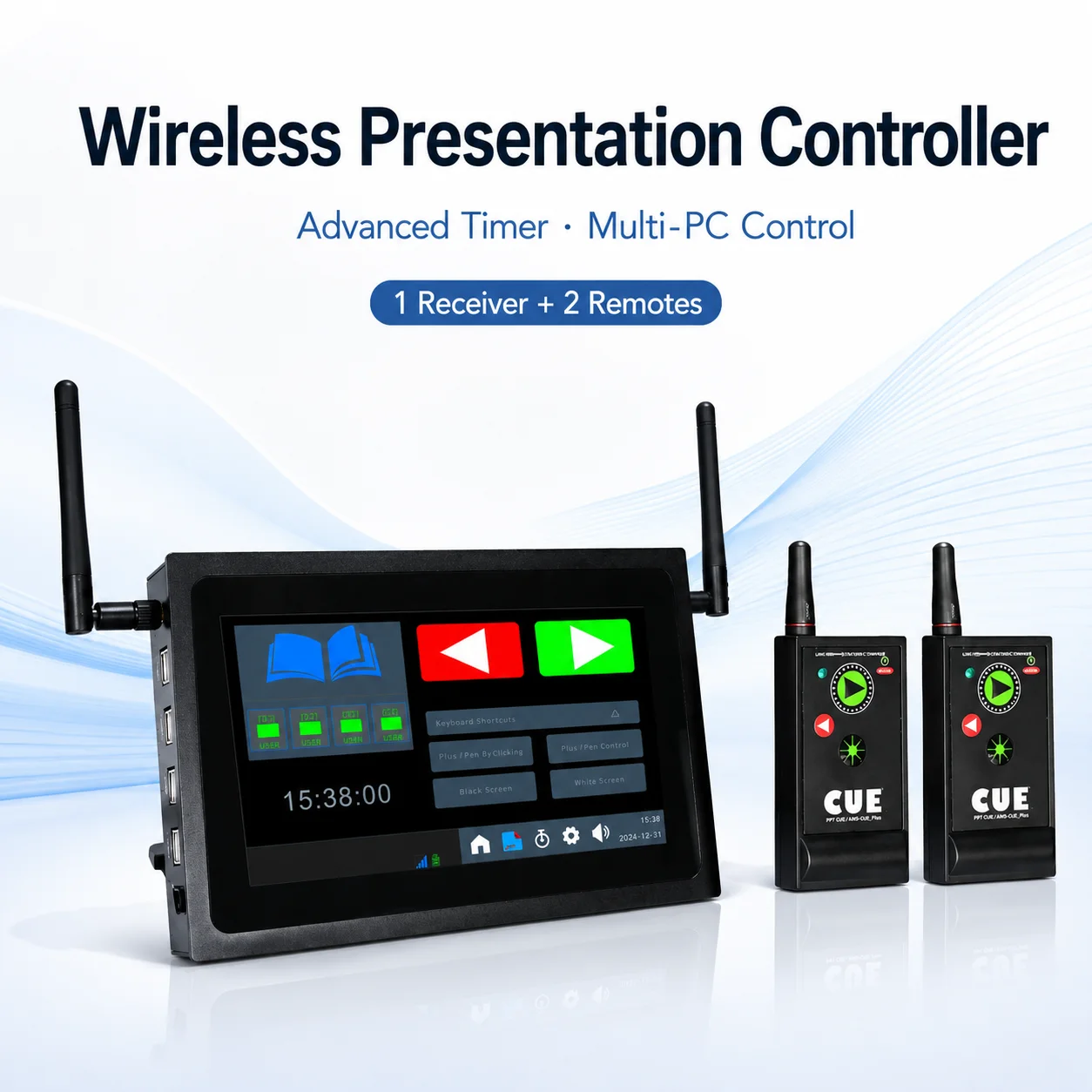 Professional Super Cuelight Presenter Remote PPT Presenter Anti Interference Up to 400 Meters Control 1-4 Laptops for PowerPoint