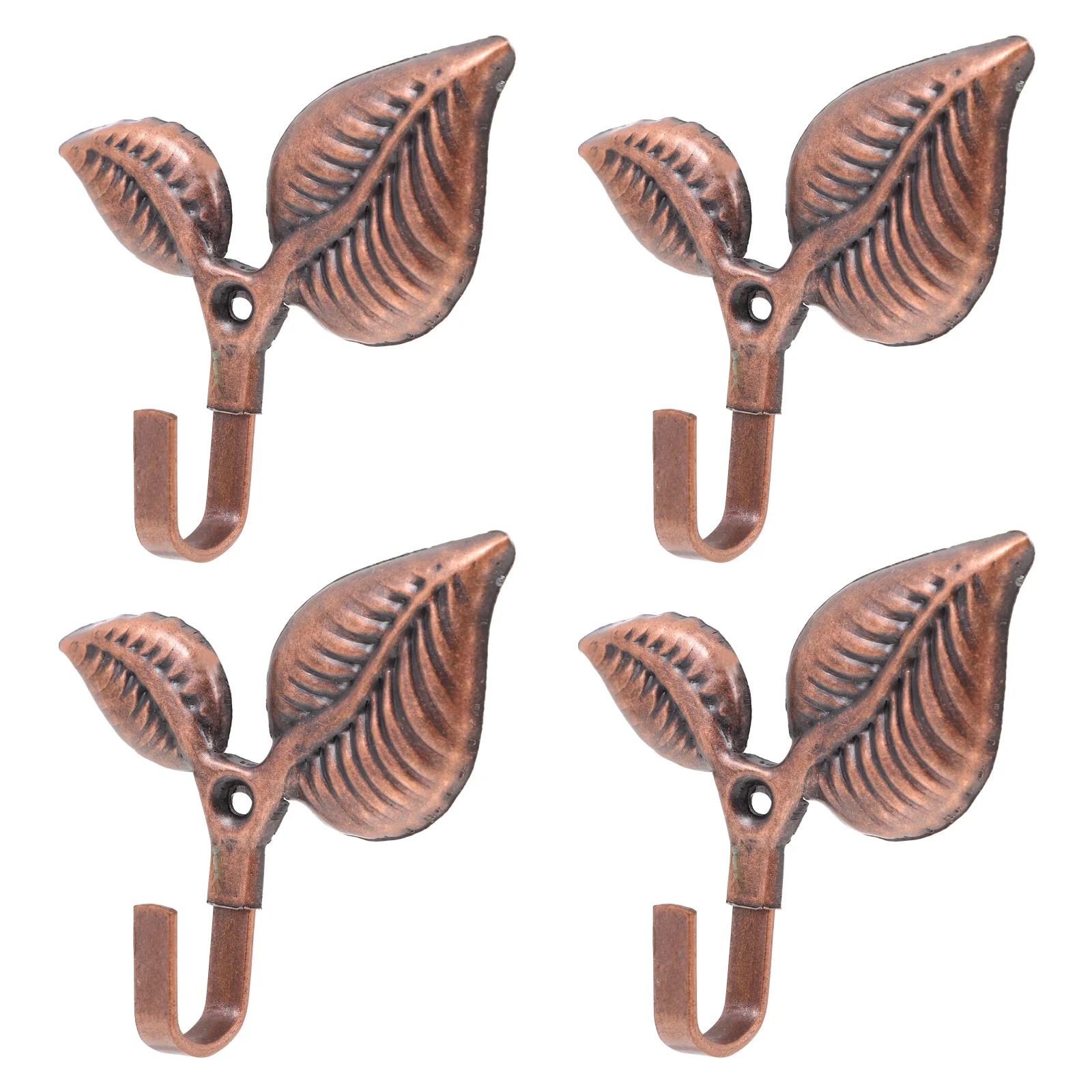 4 Sets Leaf Hook for Door Jackets Jewelry Wall Hat Home Hanging Behind Iron Coat and Office Black Hooks