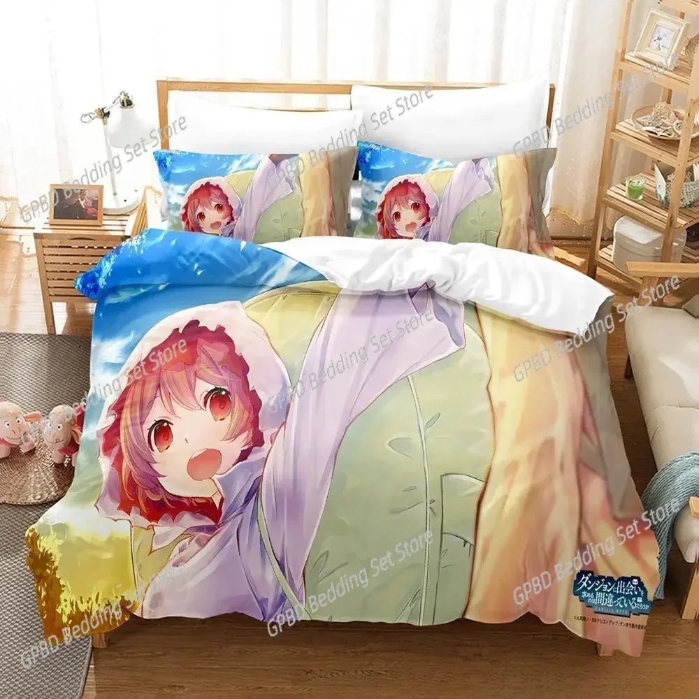 New Is It Wrong to Try to Pick Up Girls in a Dungeon IV Part Bedding Set Anime three-piece set Adult Kid Bedroom Duvetcover Sets
