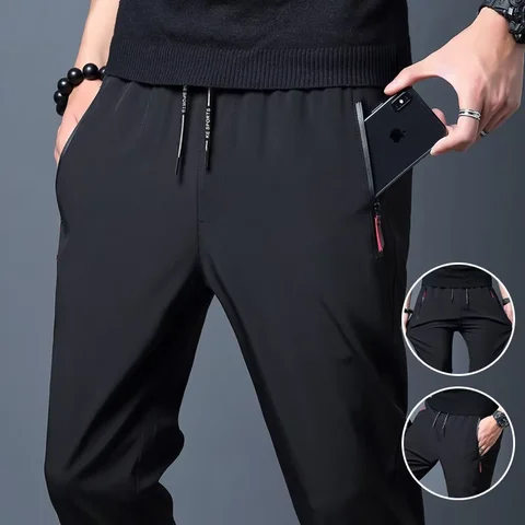 Casual pants men's versatile flat leg cropped pants straight leg pants new casual pants youth thin summer