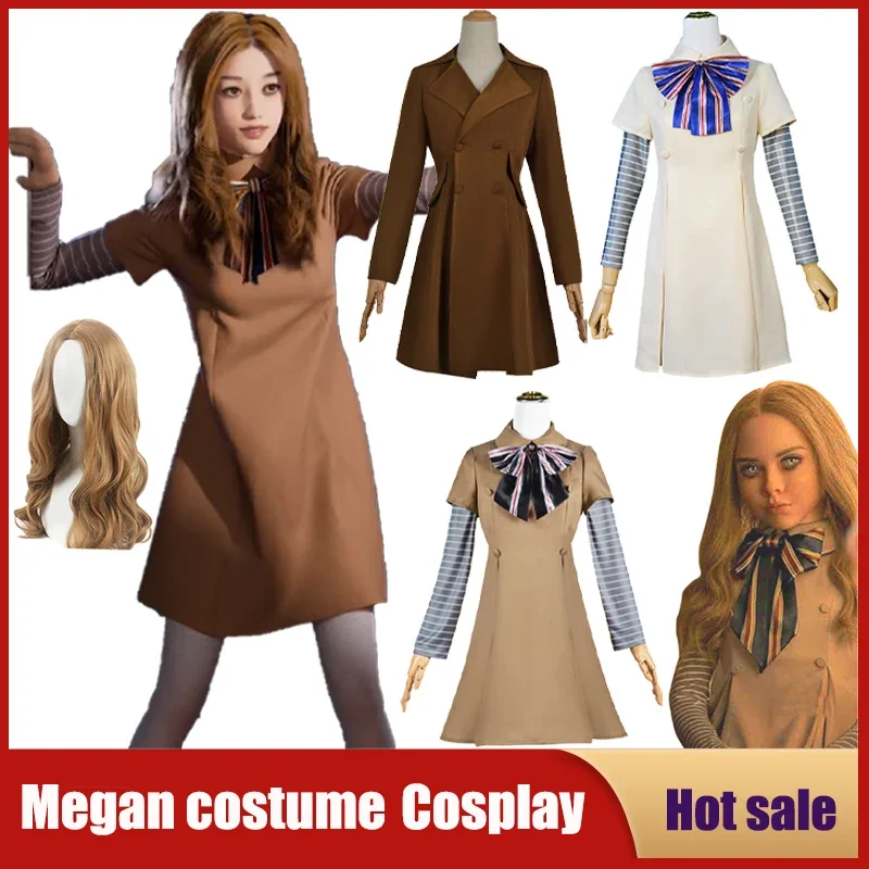 2025 NewMegan Cosplay Costume AI Doll Robots Dress For Kids Girls Women Anime Horrible Movie Uniform Cos Suits Outfit Wig Ski AA