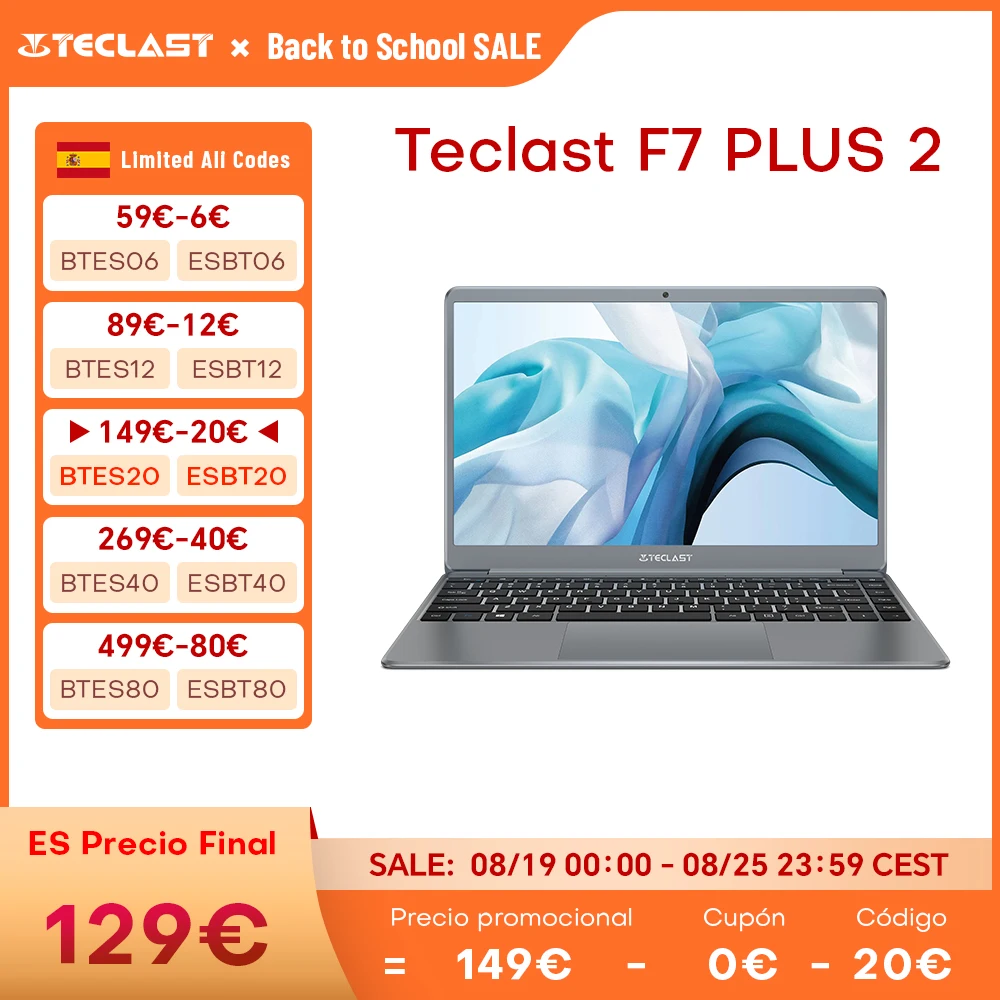 Teclast-ordenador portátil F7 Plus 2, Notebook de 14,1 pulgadas, N4120 Intel Celeron, 8GB de RAM, 256GB SSD, Windows 11, para Intel UHD Graphics 600