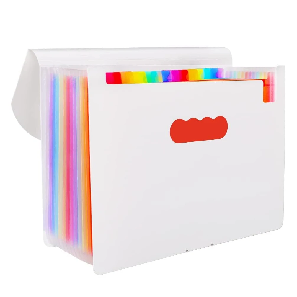 File Folders Portable Expanding 12-Pocket File Folder A4 Accordion File Document Organizer for Home Office School