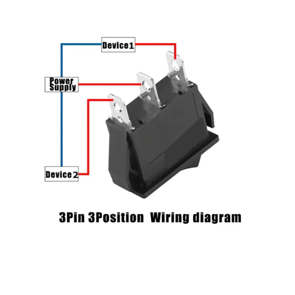3 Position KCD3 Rocker Switch ON-OFF 3 Pins Electrical Equipment With Light Power Switch Switch Cap 12V 16A 250VAC