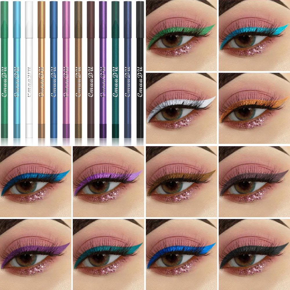 12 colors lying silkworm eye shadow eyeliner universal