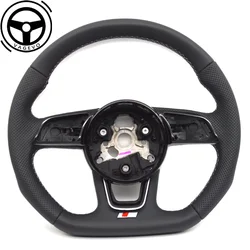 For Audi 2017-2021 RS3 RS4 RS5 A3 A4 A5 S3 S4 S5 Fully Perforated Leather White Line Steering Wheel