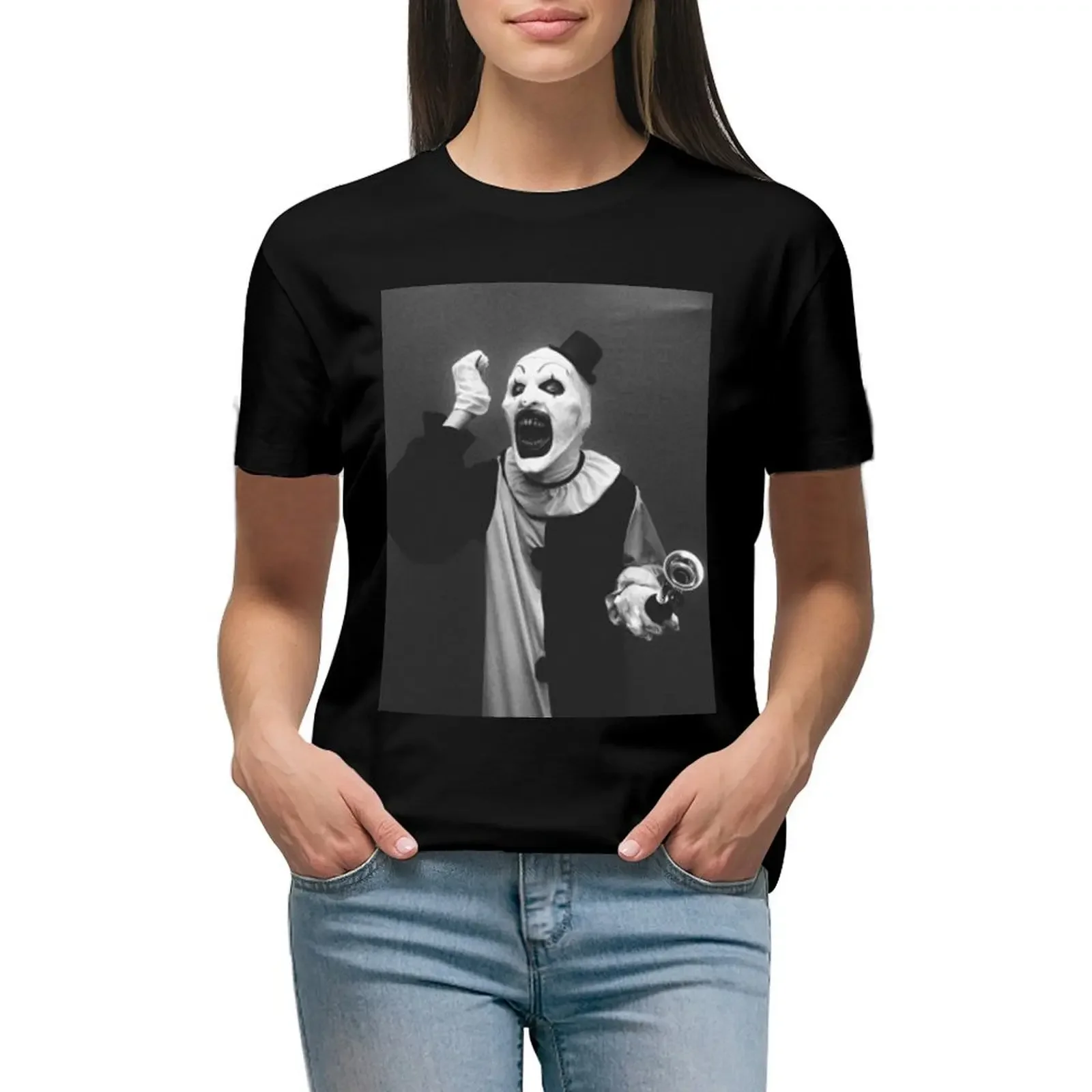 

Terrifier art the clown horror T-Shirt animal print Aesthetic clothing plus size tops korean Women's clothes