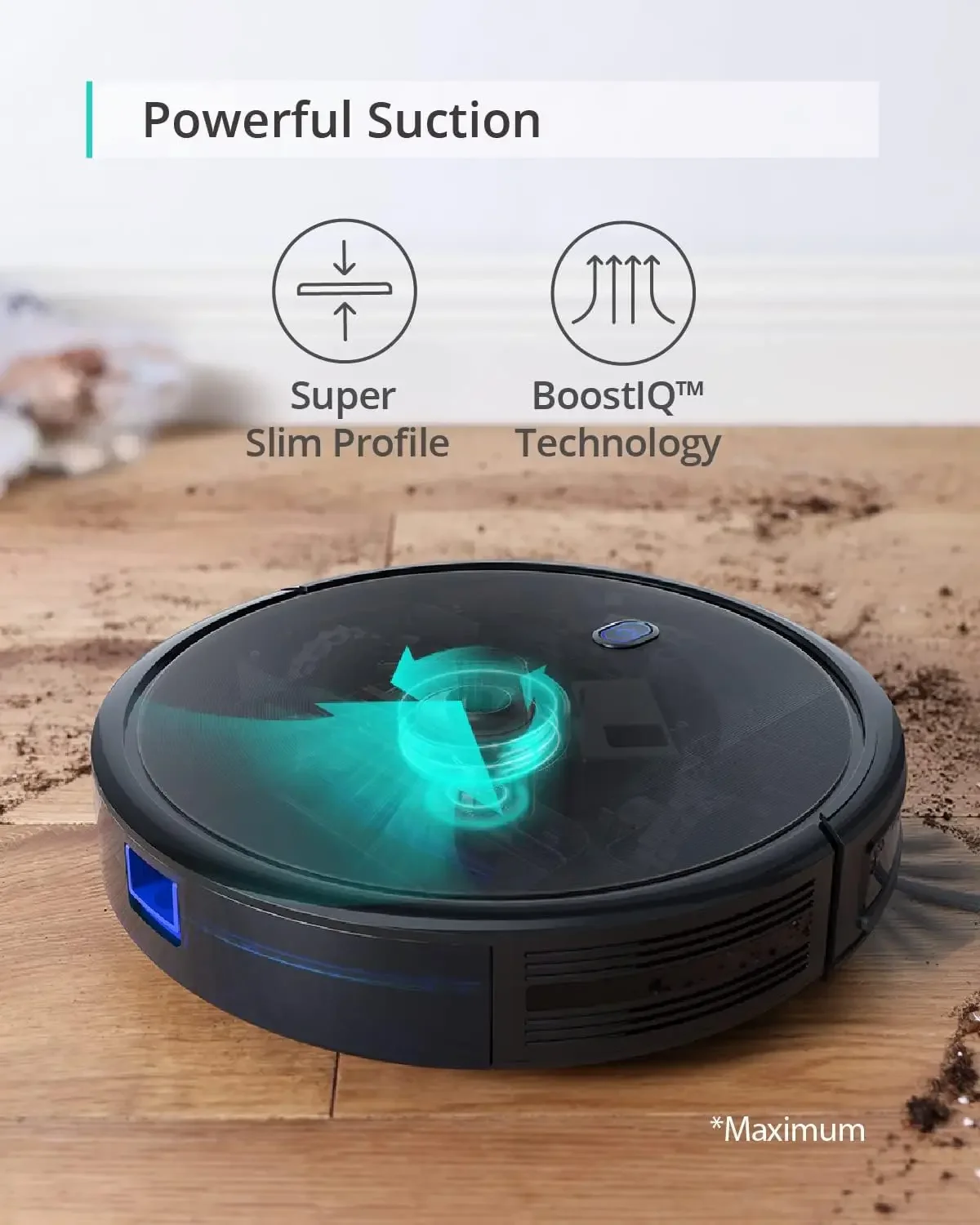 Robot Vacuum 11S MAX, Super Thin, Powerful Suction, Quiet, Self-Charging Robotic Vacuum Cleaner, Cleans Hard Floors to Medium-Pi