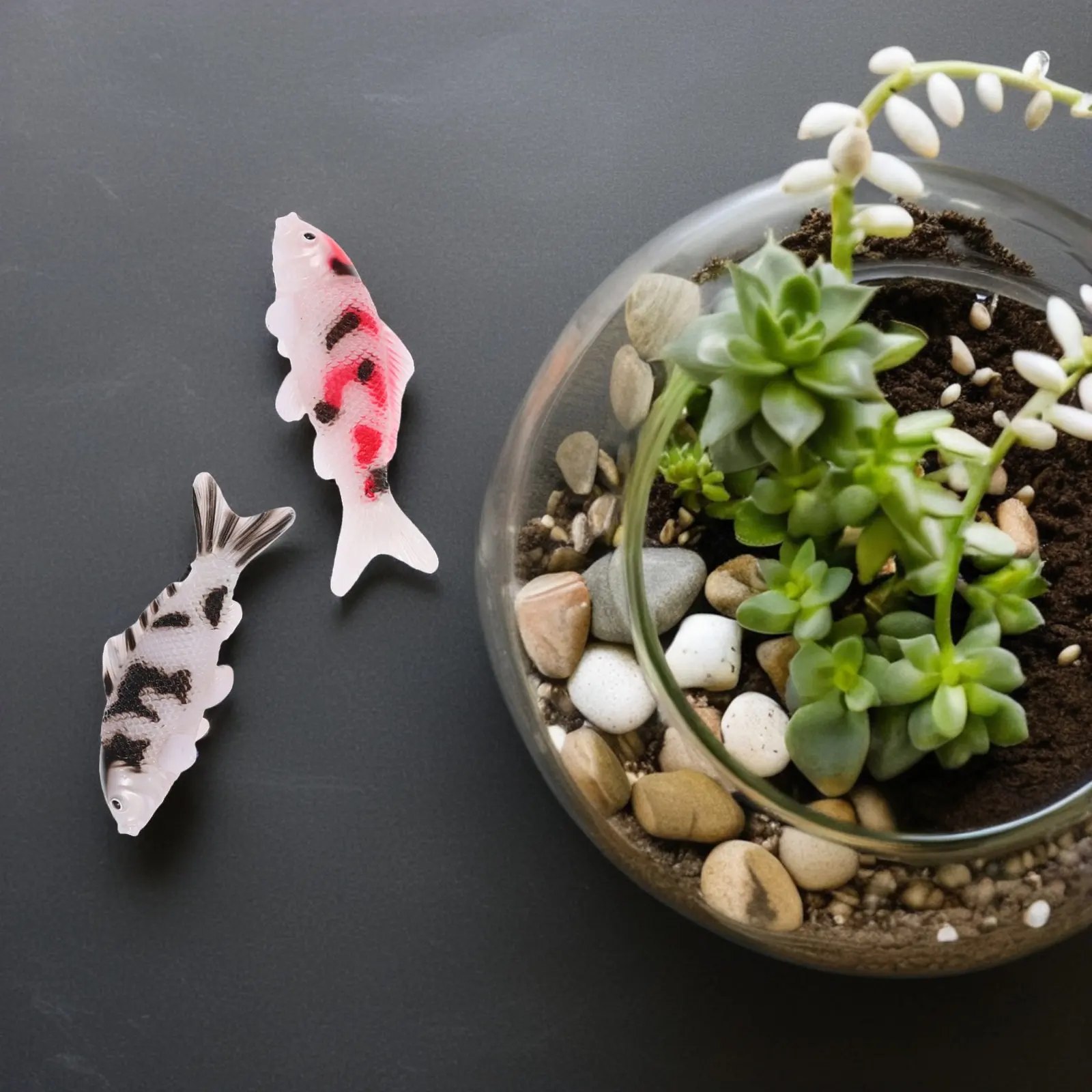 4pcs Mini Koi Fish Decor – Vibrant Fade-Resistant Aquarium & Desk Accessories for Living Room, Office, Study