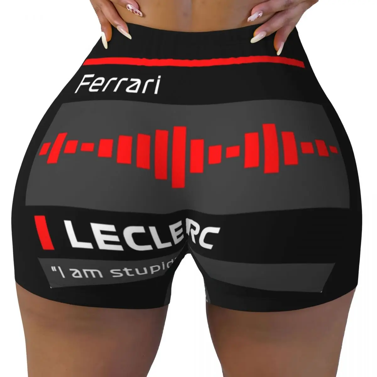 Custom I Am Stupid Leclercs Team Radio Print Biker Running Gym Shorts Women Monaco Charles Athletic Workout Yoga Shorts