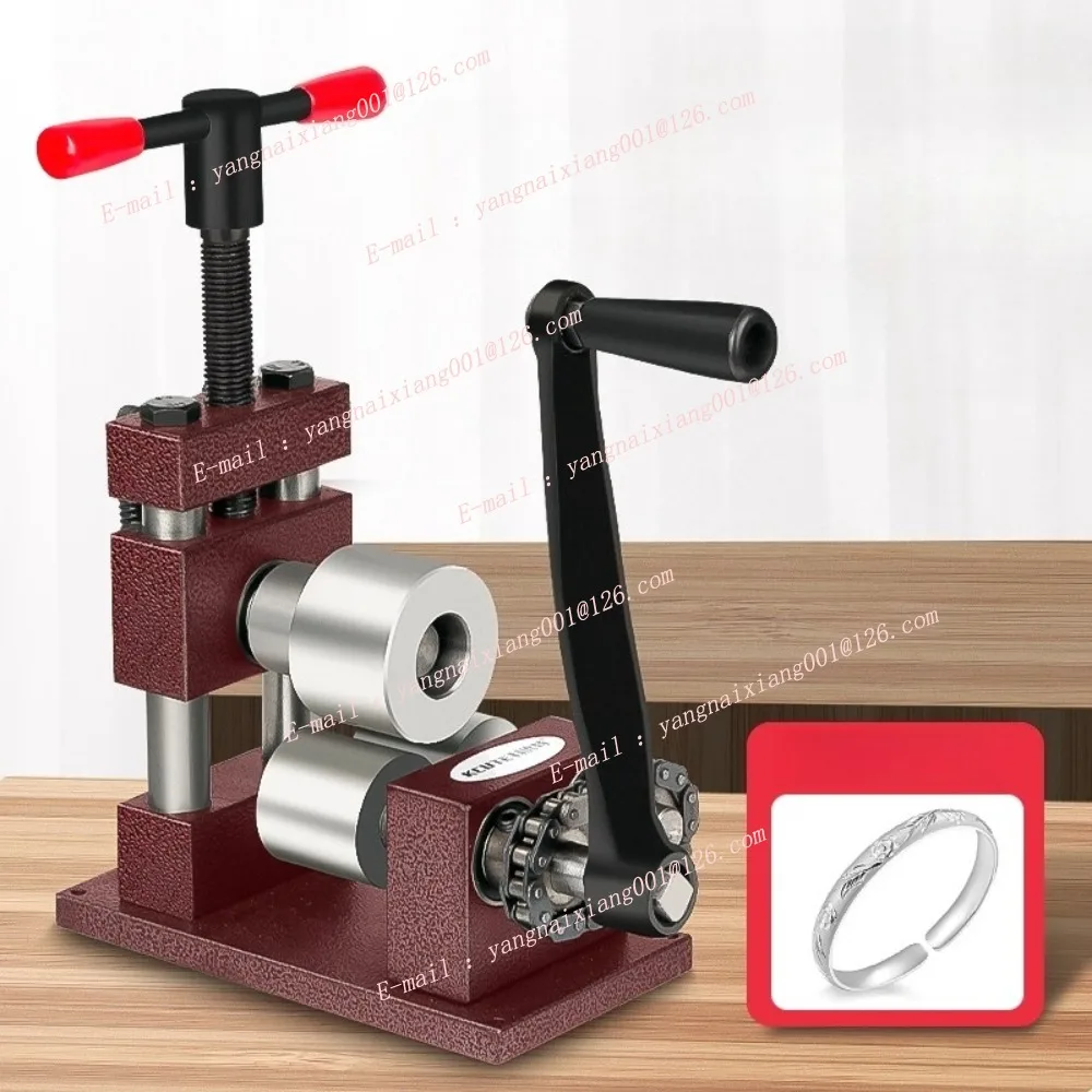 Jewelry Bending Machine Manual Rolling Mill with 56mm 18mm Rollers Hand Crank Ring Bender Tool Jewelry Processing and Repair