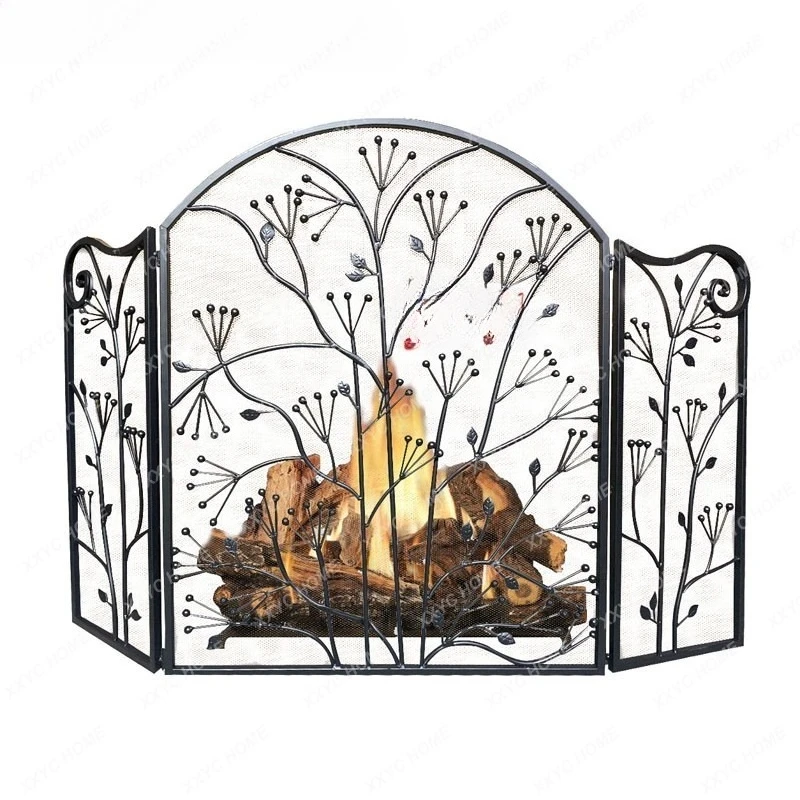 DD   wrought iron retro leaf fireplace screen partition