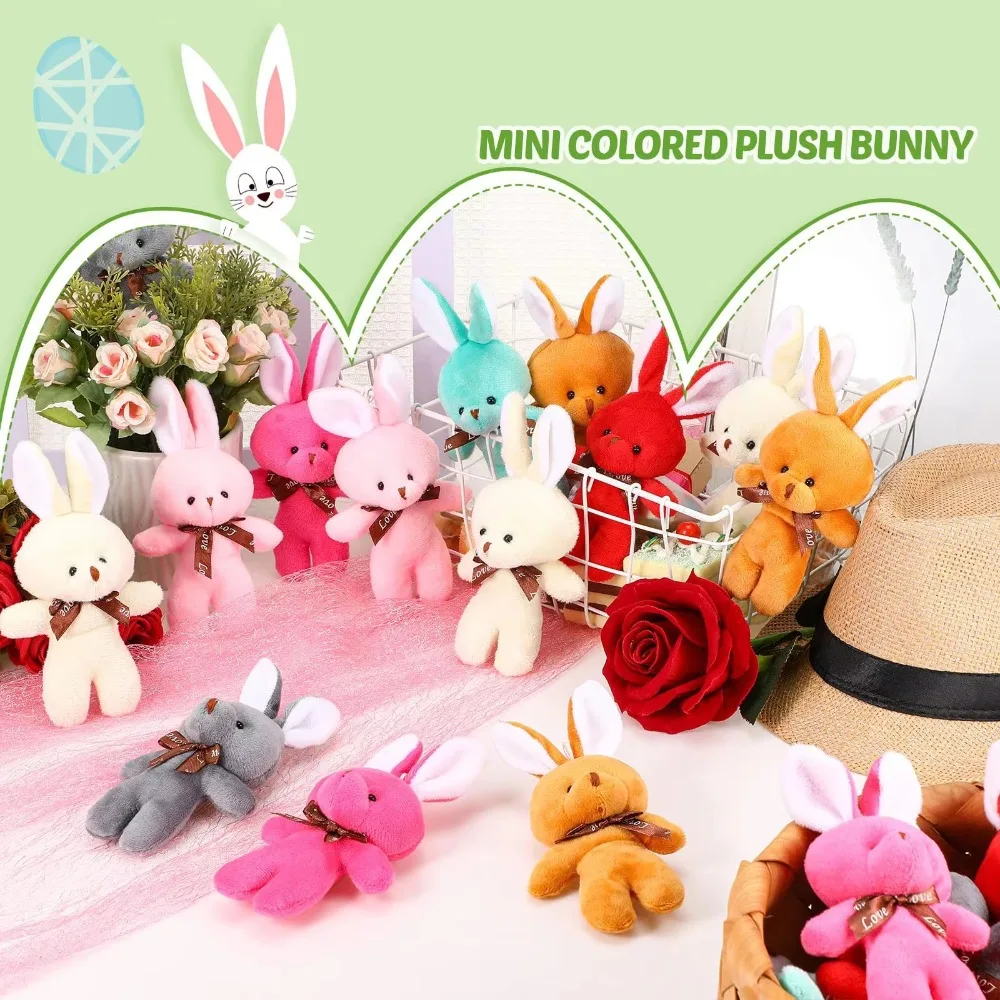 12 Pcs Decorative Bunny Easter Rabbit Eggs Keepsake Prefilled Teddy Rabbit Doll Stuffed Animal Gift