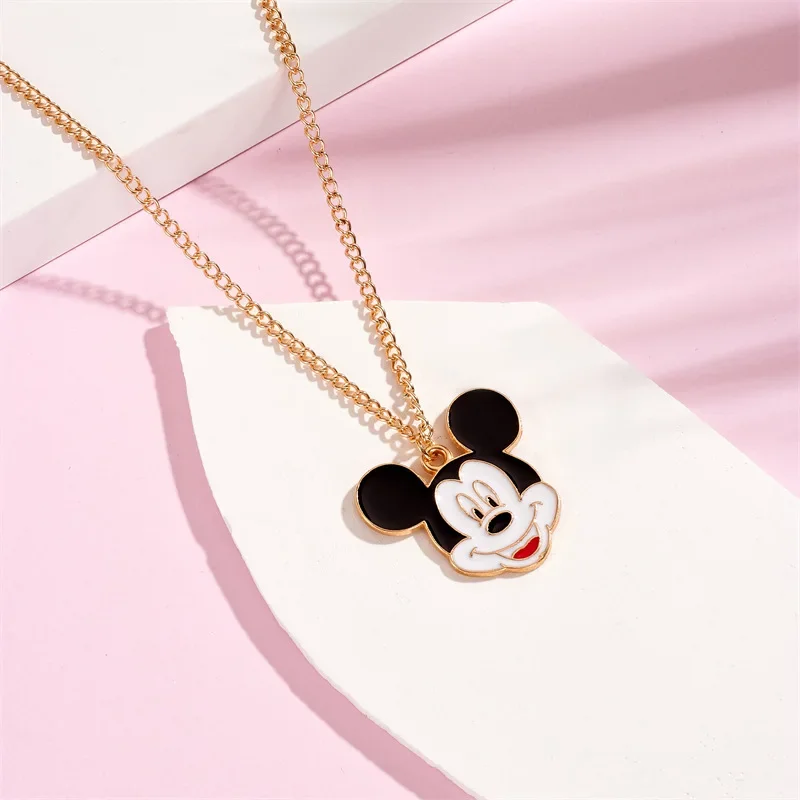 Disney Mickey Minnie Mouse Necklace Cartoon Women Couple Golden Pendant Fashion Jewelry Anime Creative Accessory Kids Girls